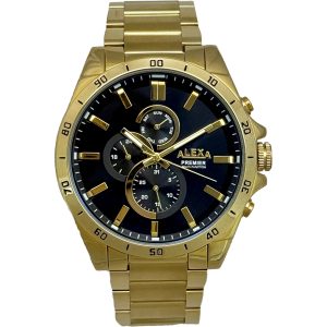 ساعت مچی مردانه الکسا مدل A0063 طلایی و مشکی