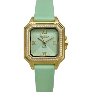 ساعت مچی زنانه الکسا مدل 2019 سبز پاستیلی و طلایی