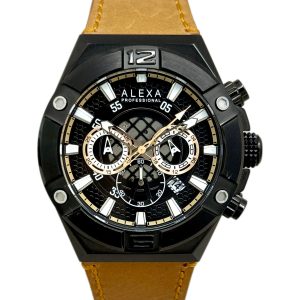 ساعت مچی مردانه الکسا مدل A3008 رنگ عسلی مشکی