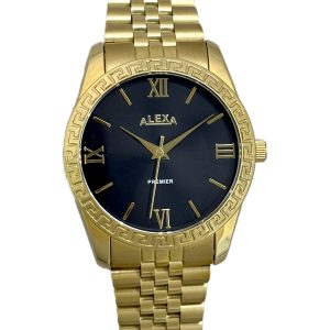 ساعت مچی مردانه الکسا مدل A0056 رنگ طلایی و مشکی