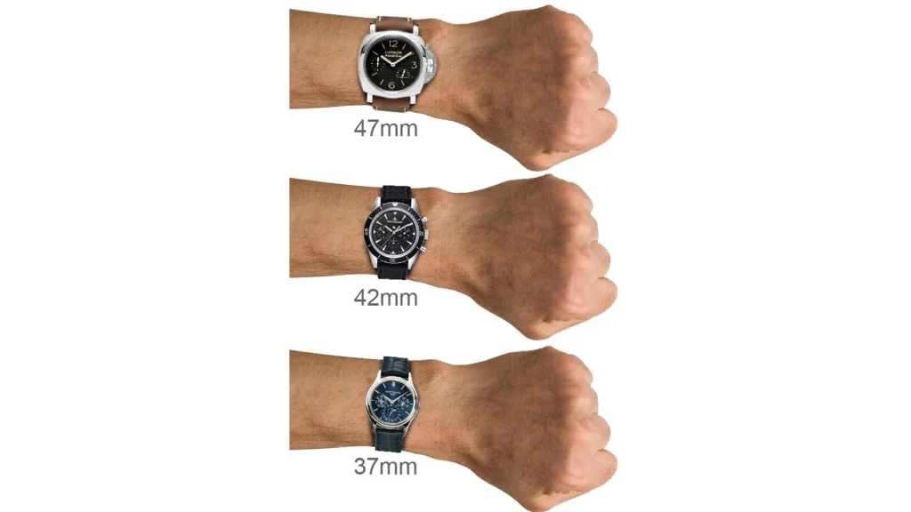 تناسب اندازه ساعت با مچ دست