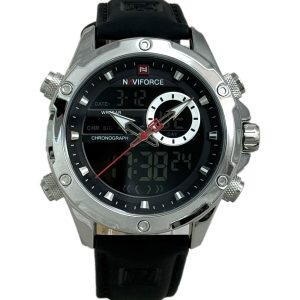 ساعت مچی مردانه ناویفورس مدل nf9208 مشکی و سیلور