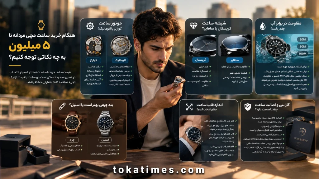 هنگام خرید ساعت مچی مردانه تا ۵ میلیون به چه نکاتی توجه کنیم